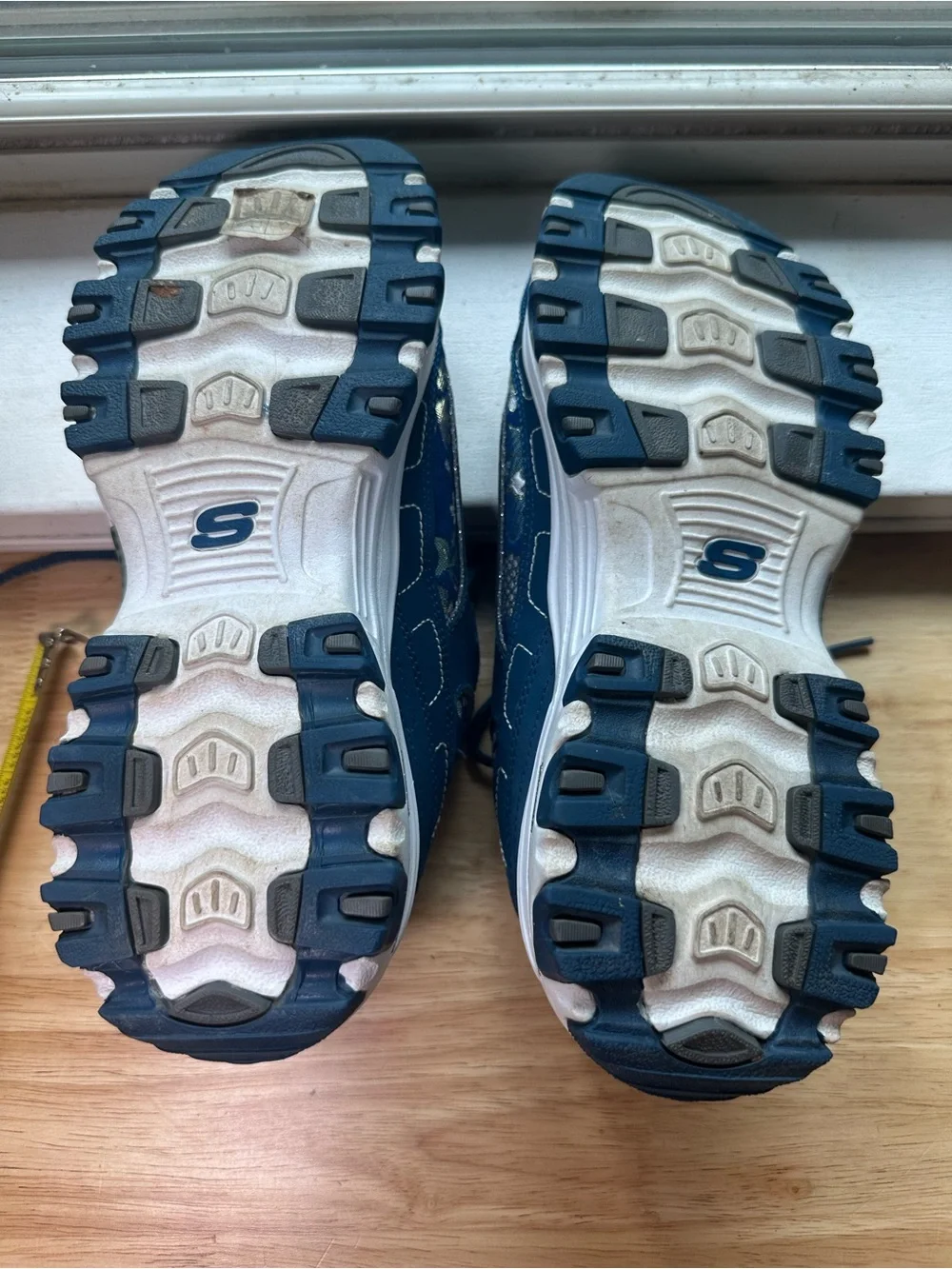 Skechers d’lights Navy Blue Floral-Accent Women's Athletic Sneakers tennis shoes